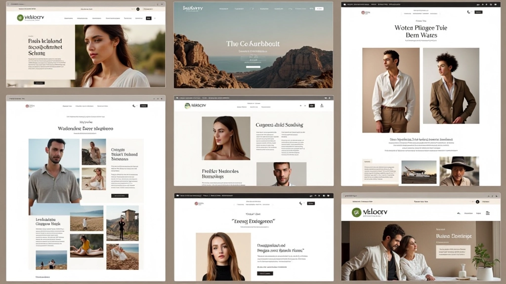 Collage di screenshot di siti web italiani di lusso, moda, e design che mostrano proporzioni auree naturali nella loro estetica