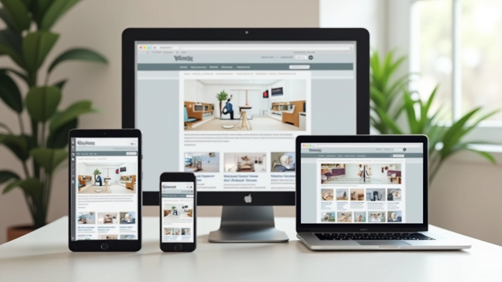 Responsive image implementation su diversi dispositivi (smartphone, tablet, laptop), diagramma che mostra dimensioni diverse per ogni schermo, layout adattivo
